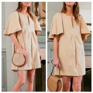 Tuckernuck Pomander Place Beige Finley  Mini Dress Womens Size L